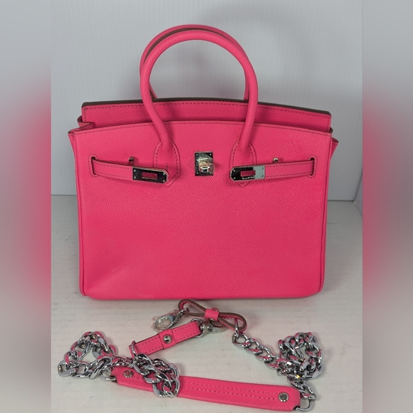 House of hello leather Berkin Hot pink  handbag - Picture 2 of 12